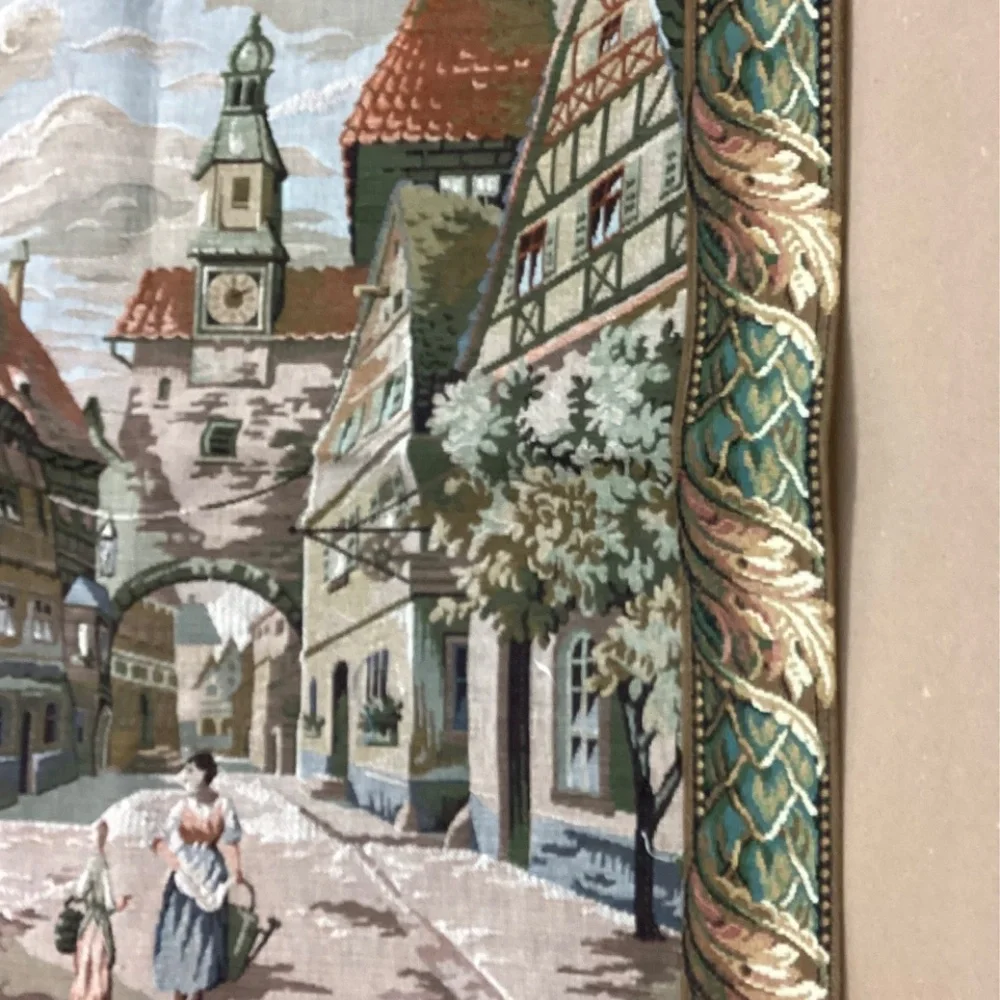 Tapestry Wall Hanging Vintage Europe Scene made in Germany